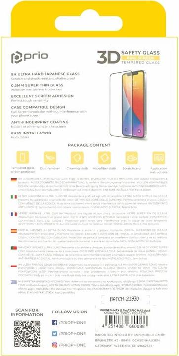 Actual product image prio 3D Tempered Glass Screen Protector for iPhone 14 Plus/13 Pro Max black (1 Piece, Apple iPhone 13 Pro Max, Apple iPhone 14 Plus)