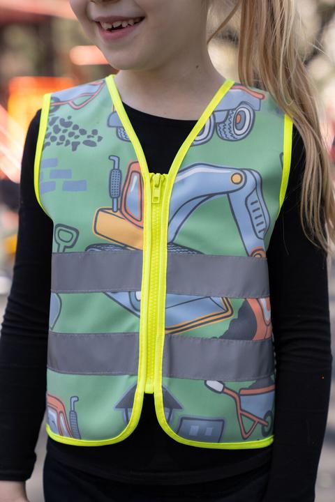 Immagine prodotto Korntex Kinder Warnweste Action "Working Heroes" - CO2 Neutrale - Hellgrün/Baustelle - XS (XS)