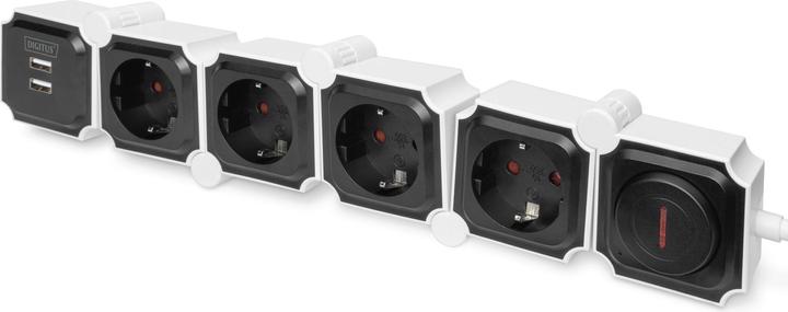 Produktbild Digitus Flexible 4-fach Steckdosenleiste mit 2 USB-Anschlüssen & Schalter (4 x, CEE 7/3, 1.60 m)