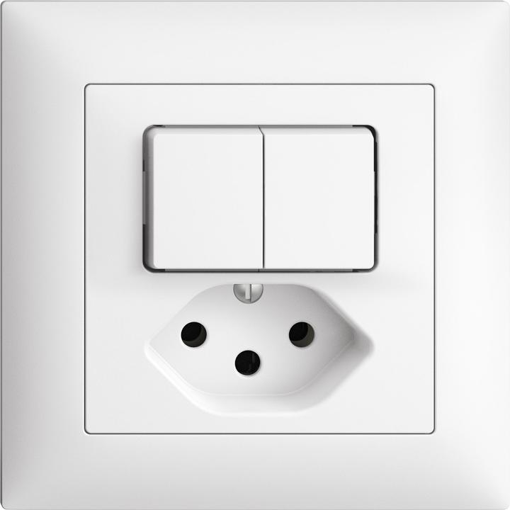 Actual product image Feller EDIZIOdue Kleinkombi Zwei Druckschalter und Steckdose, Montage