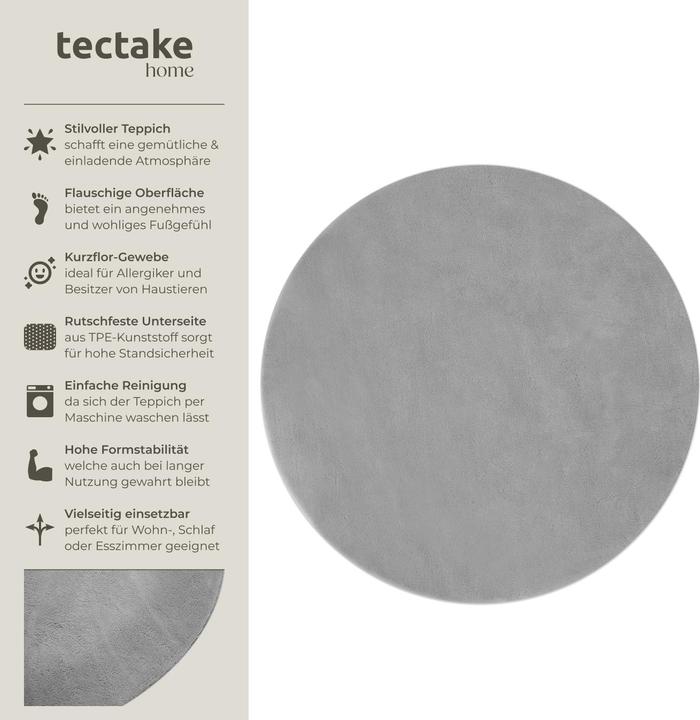 Produktbild tectake Kurzflorteppich Soft Zone (120 x 120 cm)