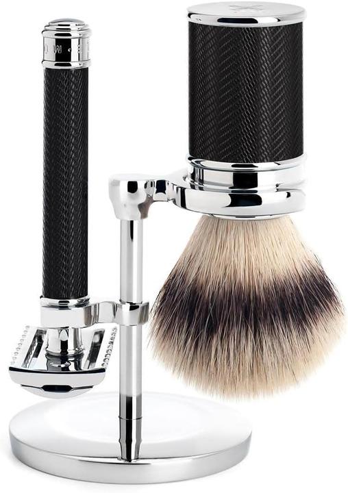 Image du produit Mühle Set de rasage, 3 pièces, Blaireau avec Silvertip Fibre®, FABRICATION ARTISANALE, Rasoir