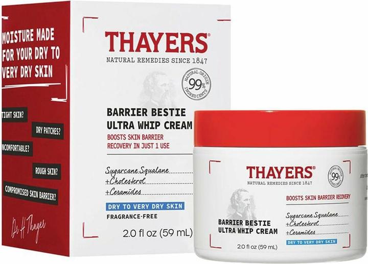 Actual product image Thayers Barrier Bestie Ultra Whip Face Cream Moisturiser with Sugarcane Squalane and Ceramides 2.0oz (89 ml, Day cream)