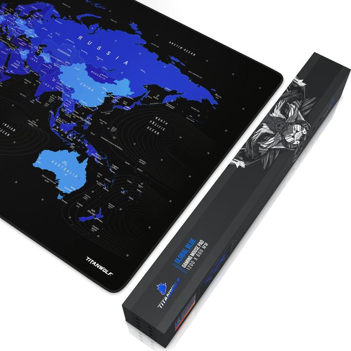 Produktbild Titanwolf Gaming Mauspad, XXXL Speed Mausmatte 1200 x 600 mm, Geschwindigkeit & Präzision, Englisch blau