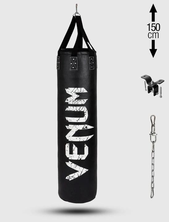 Image du produit Venum Challenger Heavy bag + Ceiling Hook - Black/White - Filled - 150cm (150 cm, 45 kg)