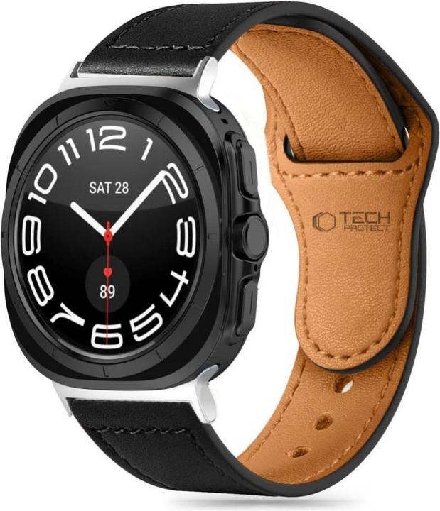 Tech-Protect Leatherfit Strap for Samsung Galaxy Watch Ultra (47mm) - Black (Naturleder)
