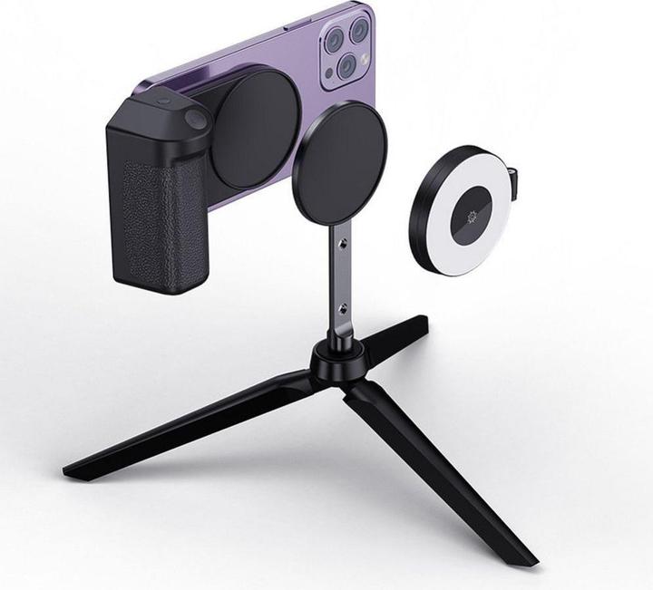 Actual product image Kingxbar Lights for outdoor use OEM Mini magnetic phone stand with light compatible with MagSafe black