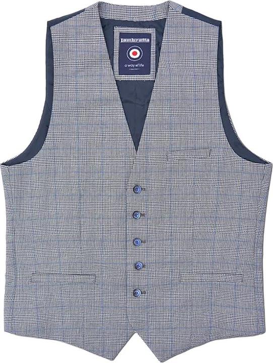 Actual product image Lambretta Mens George Prince Of Wales Check Waistcoat (102)