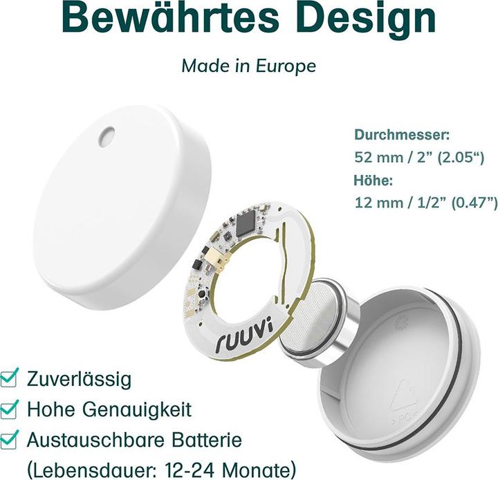 Produktbild Ruuvi RuuviTag Bluetooth Umwelt Sensor 4 in 1