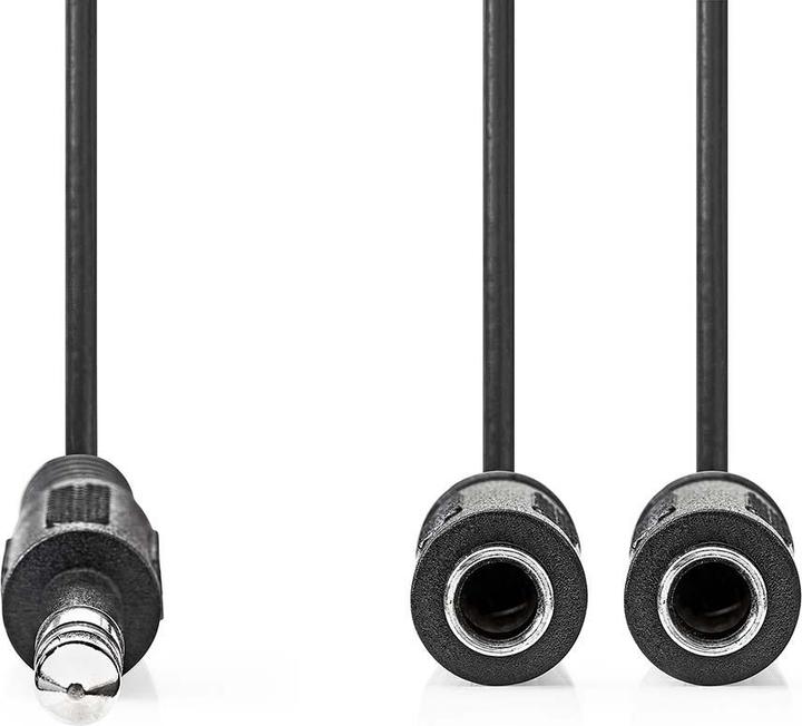 Actual product image Nedis Stereo audio cable | 6.35 mm male | 2x 6.35 mm female | Nickel-plated | 0.20 m | Round | Black (0.20 m)
