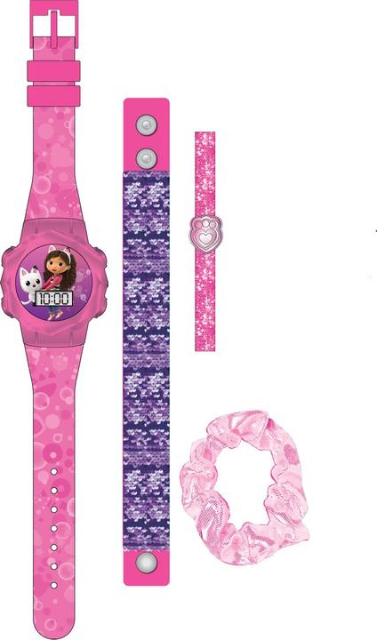 Actual product image Accutime Gabby's Dollhouse wristwatch set with accessories, children's LCD watch with digital display, bli (Digital watch)