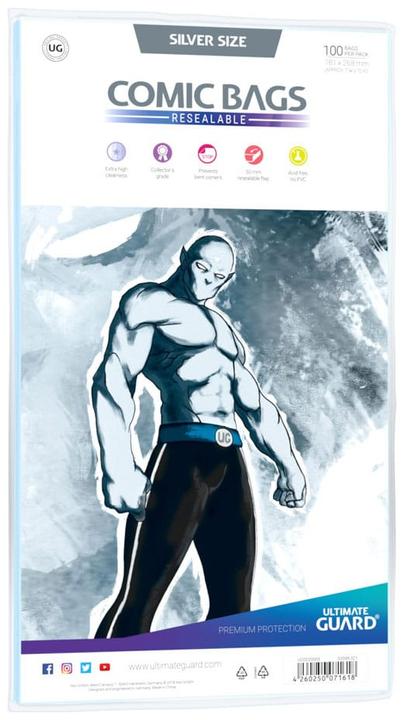 Actual product image Ultimate Guard Comic Bags Reclosable Silver Size (100)