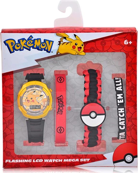 Image du produit Accutime Montre-bracelet Pokémon avec accessoires, montre LCD pour enfants avec affichage numérique, LED (Montre numérique)