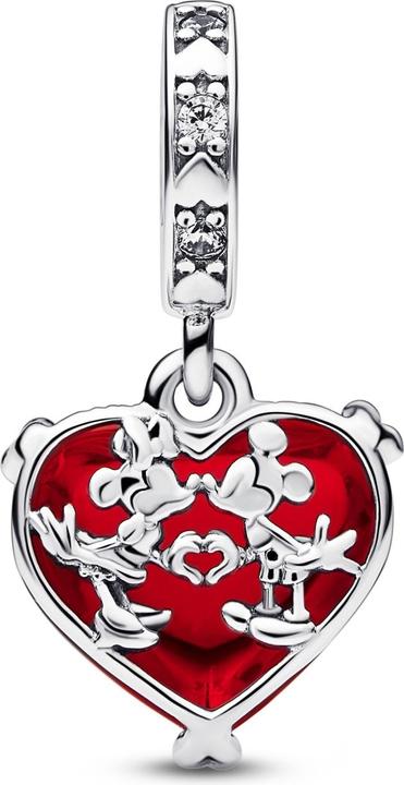 Actual product image Pandora Disney Mickey & Minnie Mouse Kiss Red Murano Glass Charm (Silver 925)