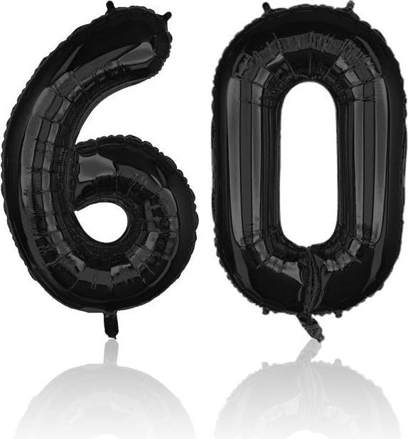 Produktbild Hermex Folienballon Zahl 60 Schwarz Zahlenballon Luftballon Heliumballon 81cm