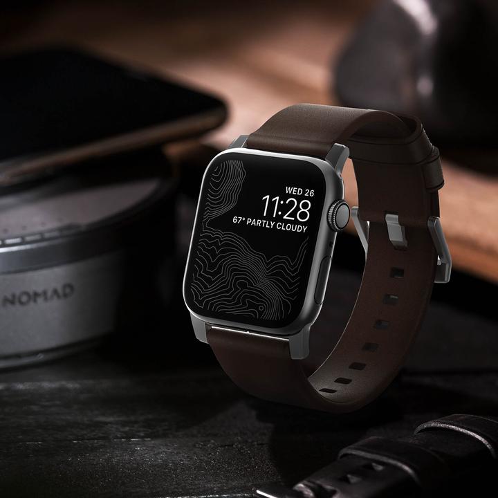 Produktbild Nomad Modern Connector Strap (44 mm, Edelstahl, Leder, Apple Watch Series 6, Apple Watch Series 5, Apple Watch SE, Apple Watch Series 4)