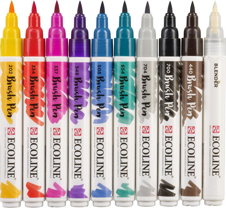 Produktbild Talens Ecoline Brush Pen Set (Mehrfarbig, Rot|Mehrfarbig, 10 x)