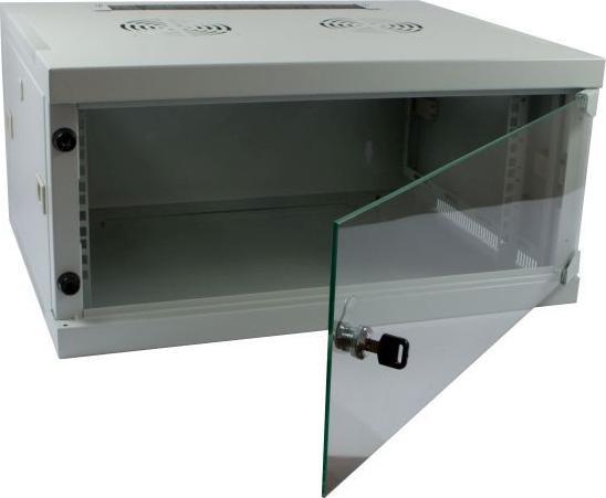 Produktbild Allnet 19 zollwandgehäuse 12he 1-teilig t445/b541mm lichtgrau smq-serie. (10.86 HE, 19 Zoll Rack)
