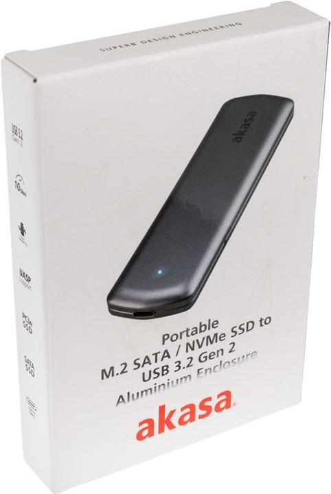 Produktbild Akasa Portable M.2 SATA/NVMe SSD auf USB-C 3.2 Gen 2 (M.2 2280, M.2 2260, M.2 2242, M.2 2230)