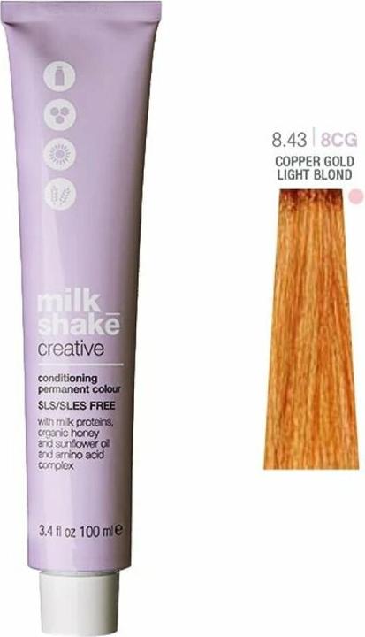 Image du produit Milk_Shake Vopsea permanenta Milk Shake Creative 8.438CG, Blond Deschis Auriu Aramiu, 100ml (8.438CG, Blond Deschis Auriu Aramiu)