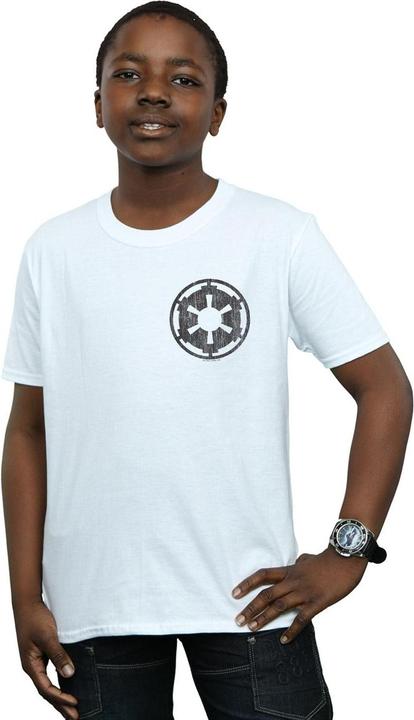 Actual product image Star Wars Boys The Mandalorian Galactic Empire Insignia Breast Print T-Shirt (128)
