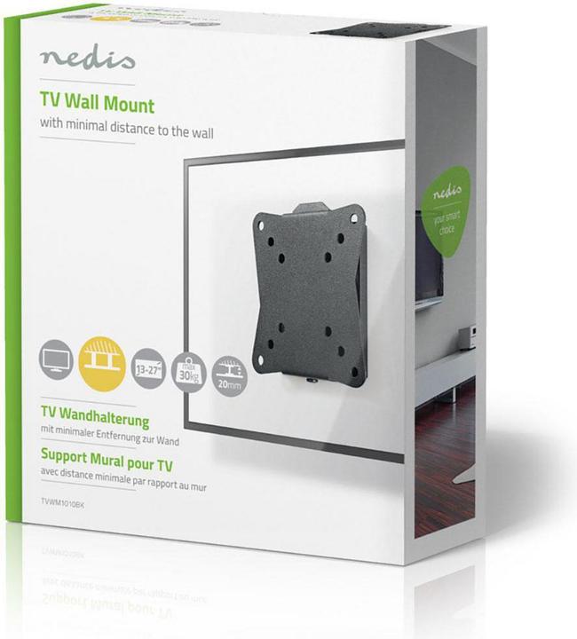 Immagine prodotto Nedis Supporto fisso per TV a parete | 13-27 " | Peso massimo dello schermo supportato: 30 kg | L minimo (Muro, 27", 30 kg)