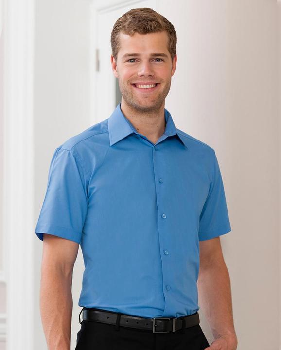 Actual product image Russell Collection poplin shirt short sleeve easy care (49)