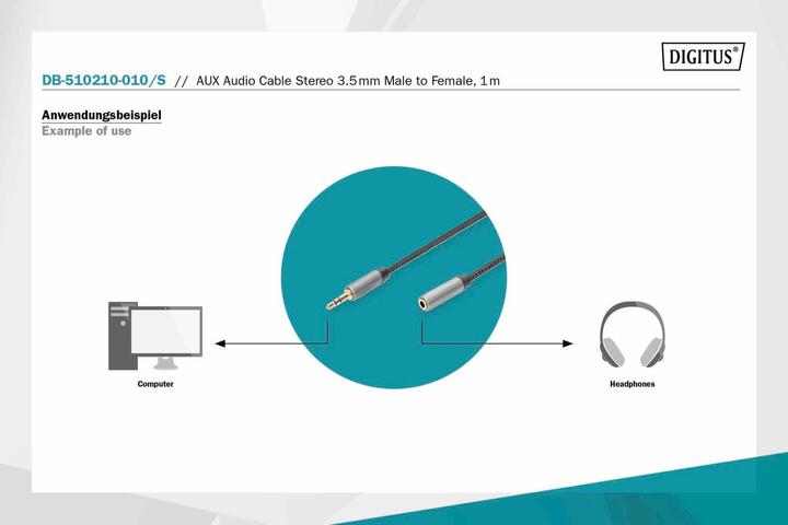 Actual product image Digitus Audio extension cable, 3.5 mm jack to 3.5 mm jack (1 m)