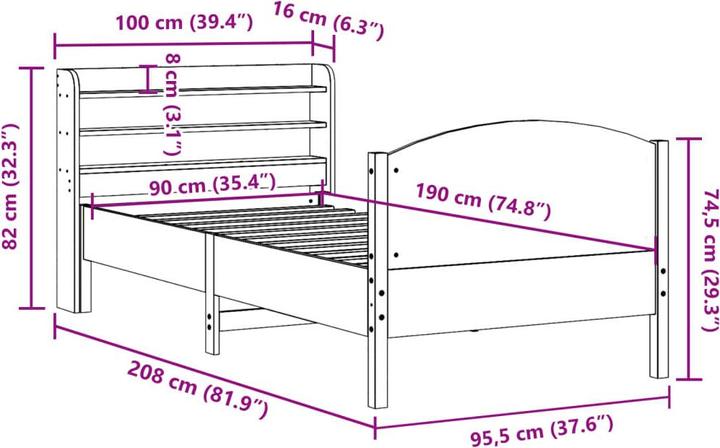 Immagine prodotto VidaXL Letto senza materasso (90 x 190 cm)