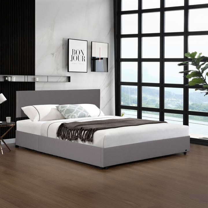 Actual product image Corium Polsterbett Juva Cord mit Lattenrost 160x200 cm Grau (160 x 200 cm)