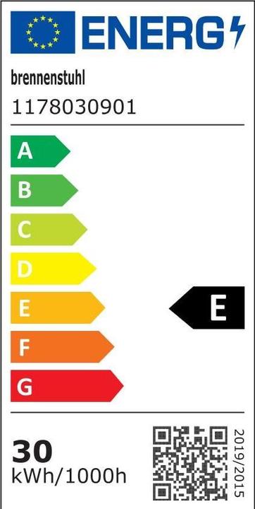 Energie-Label Brennenstuhl LED Strahler AL 3050 mit PIR (30W, 3110lm, 3000K, IP44, LED Fluter zur Wandmontage mit Bewegungs (3110 lm)