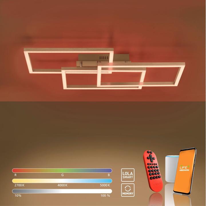 Actual product image Just Light LED Deckenlampe LOLAsmart - MAXI Steuerbar per Tuya App, CCT RGB dimmbar Fernbedienung (3240 lm)