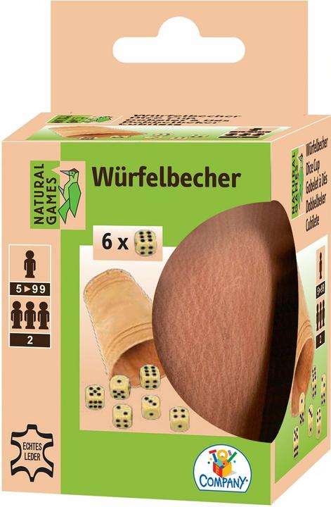 Productafbeelding Natural games Leren dobbelbeker met 6 dobbelstenen