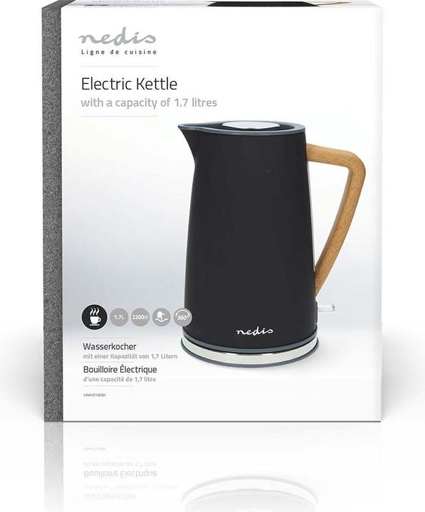 Immagine prodotto Nedis Bollitore | 1,7 l | Soft-Touch | Nero | Ruota di 360 gradi | Elemento riscaldante nascosto | S (1.70 l)