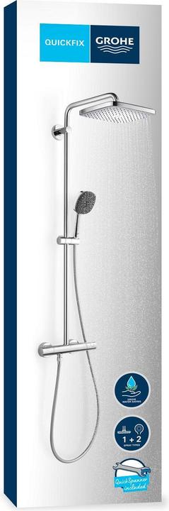 Productafbeelding Grohe Vitalio Comfort 250 Cube douchesysteem met thermostatische mengkraan en Vitalio Comfort 110