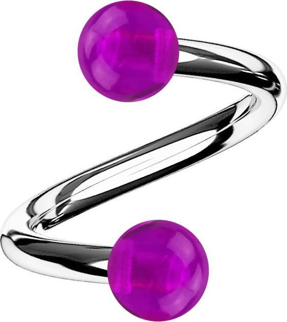Immagine prodotto Star Piercing Micro spirale argento con due sfere viola trasparente (Acrilico, Acciaio chirurgico 316L, senza ottone)