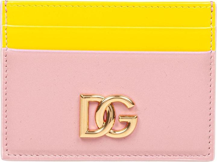 Produktbild Dolce & Gabbana leather card holder with dg logo color pink and yellow