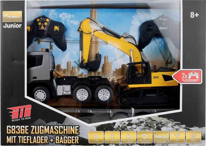 Actual product image Amewi 2-in-1 low loader/excavator set G836E/G041E 1:24 RTR (RTR Ready-to-Run)