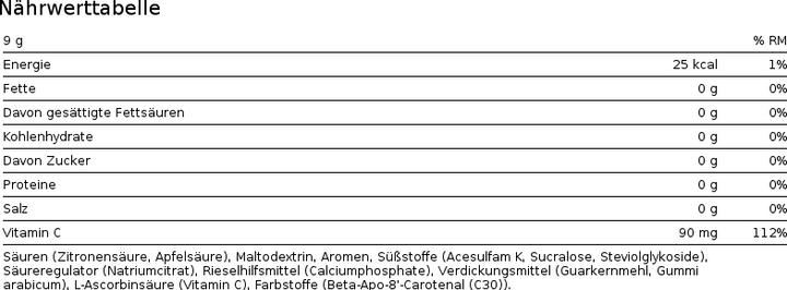 Nährwerte und Zutaten Bolero Classic (Multivitamin, 12 x)