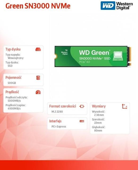 Actual product image WD Green SN3000 (500 GB, M.2 2280)