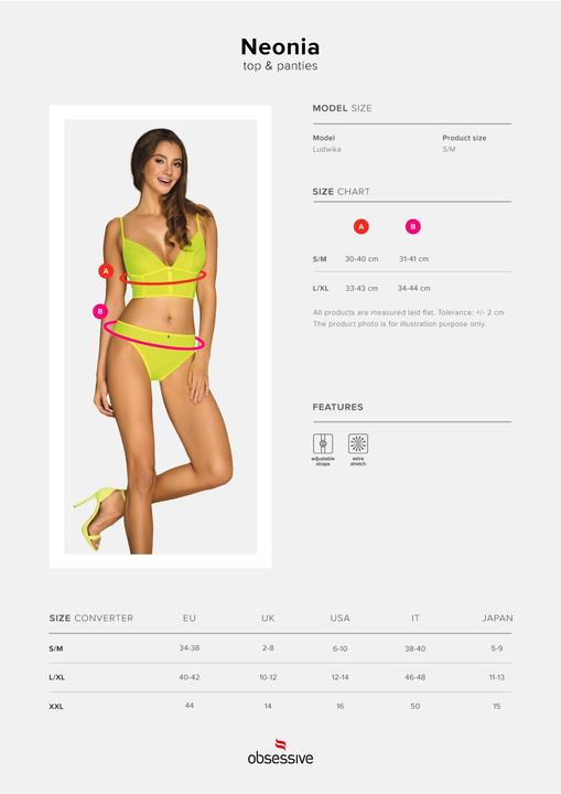 Produktbild Obsessive Neonia top & thong yellow L/XL (L)