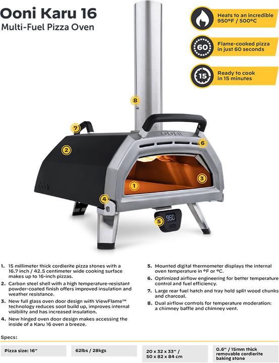 Produktbild Ooni Karu 16 (Pizzaofen Holz, Pizzaofen Gas)