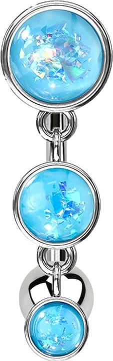 Actual product image Star Piercing Banana silver with pendant three shields opal glitter blue (Surgical steel 316L, Brass)