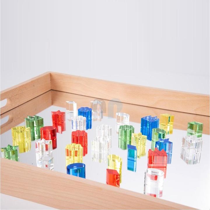 Image du produit TickiT Boîte plateau en bois avec base miroir (Français, Allemand, Anglais, Italien)