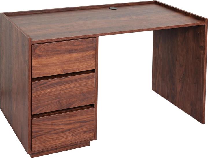 Actual product image Swisshandel24 Desk HWC-J78, office table computer table work desk, drawer, 78x121x60cm Walnut look (78 x 121 x 60 cm)