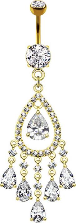 Produktbild Star Piercing Banane 14k vergoldet mit Anhänger Kronleuchter (ohne Messing, Chirurgenstahl 316L)