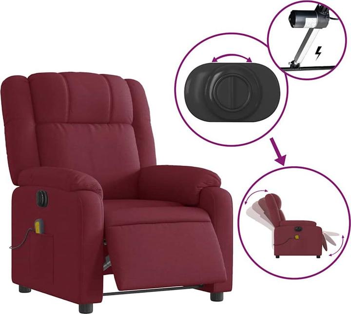 Produktbild VidaXL Massagesessel Weinrot Stoff,Farbe: Weinrot,Material: Stoff