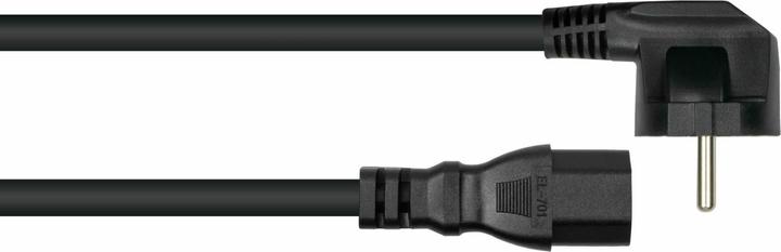 Produktbild Kabelmeister Netzkabel Schutzkontakt-Stecker Typ E+F (90° gew.) an Warmgeräte-Buchse C15, schwarz (0.50 m)