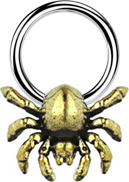 Star Piercing Closure Ring silber Krebs vergoldet (Messing, Chirurgenstahl 316L)