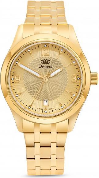Primex Montre Swiss Made - Bracelet Metal Dore - Cadran Dore - Etanche 50 M (210 mm)